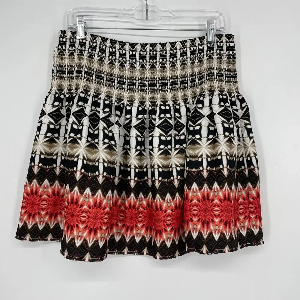 White House Black Market Printed A-line Skirt Size Medium